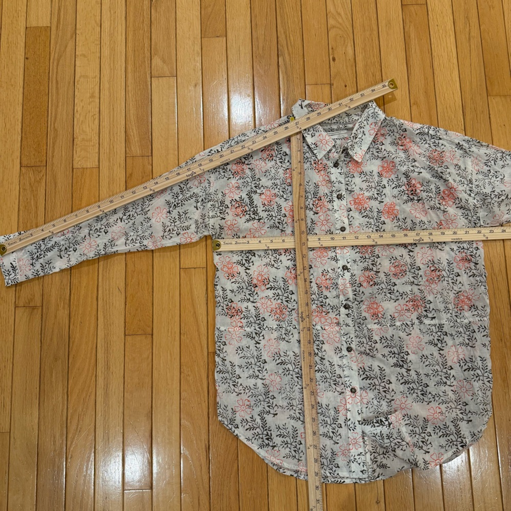 Anthropologie Enchanted Floral Embroidered Button Down Shirt Small Oversized - Picture 8 of 8